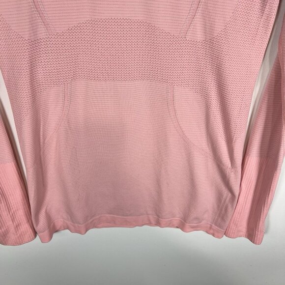 Lululemon Swiftly Tech Long Sleeve‎ Crew Sz 8 Pink Thumbholes Workout Yoga - Picture 3 of 7